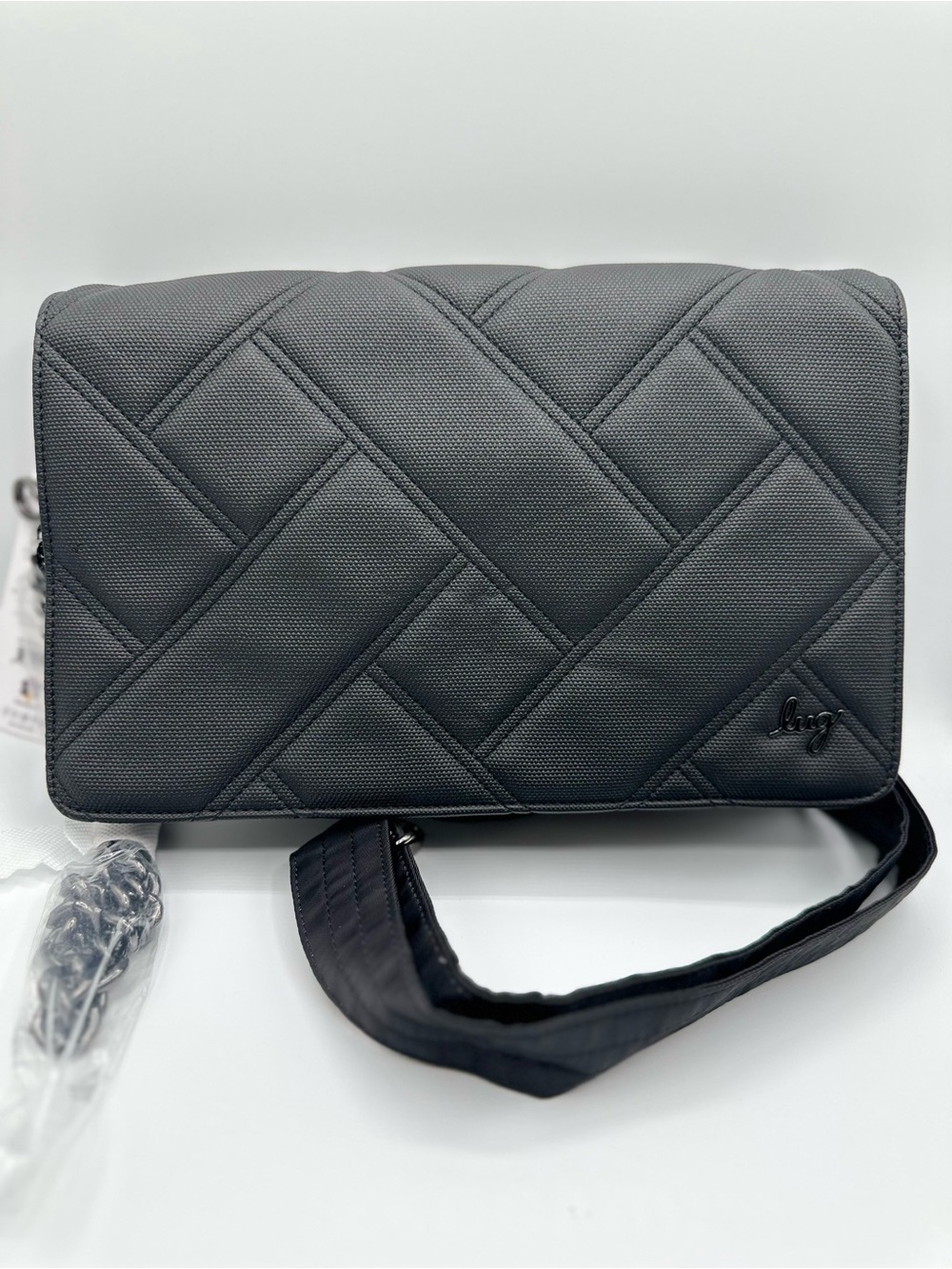 Lug Huddle Matte Luxe VL Black Crossbody Bag with Chain Strap NWT